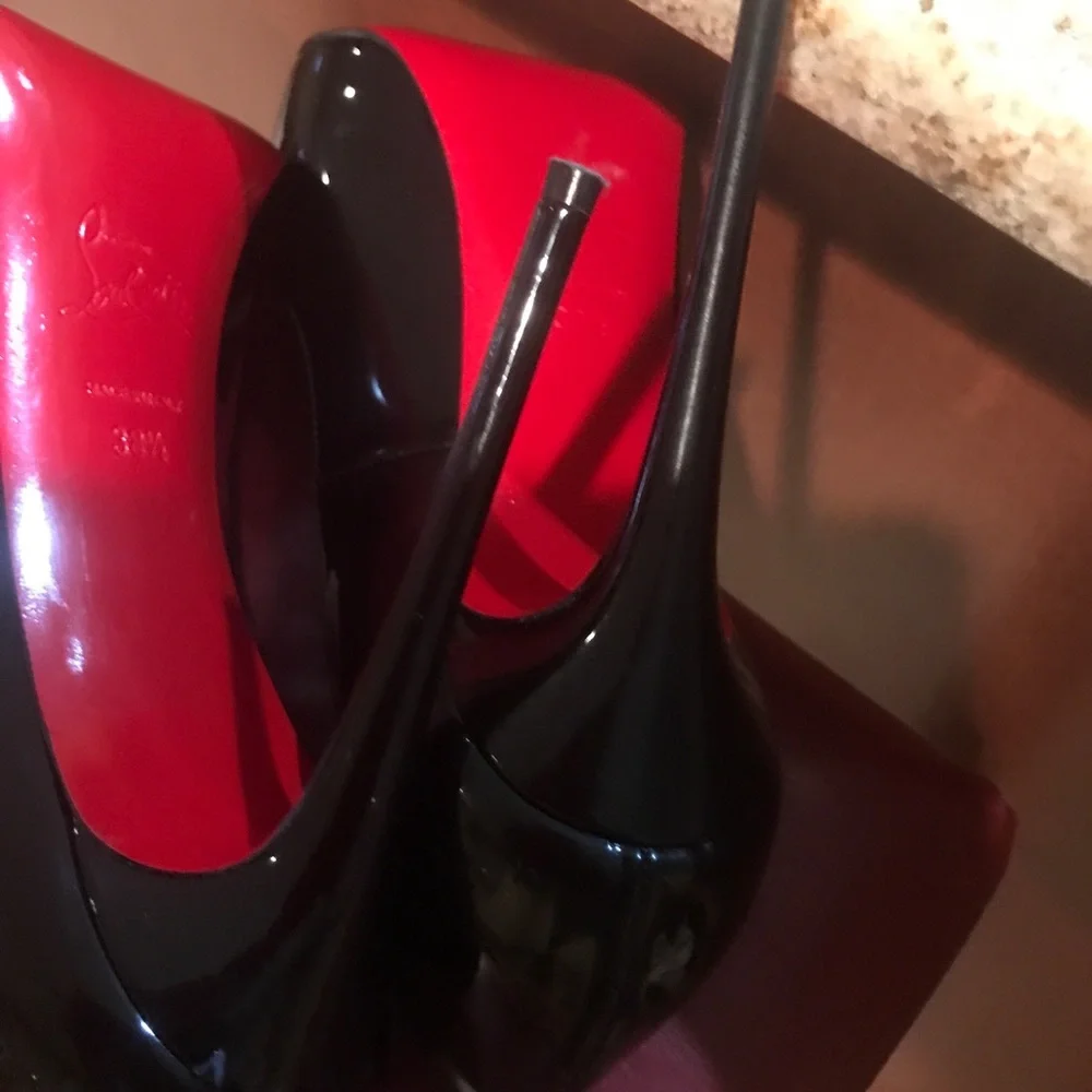 Christian Louboutin New Very Prive 120MM heels Box Dust Cloth Included Black - Picture 7 of 7